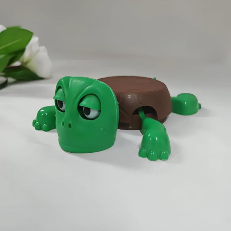 Cute Turtle Coaster â€“ Funny Design with Open Eyes and Squeezable Tips, Durable PP Material, Cry Light, Cool Desk Decor and Great Gift for Turtle Lovers (Green in Brown)